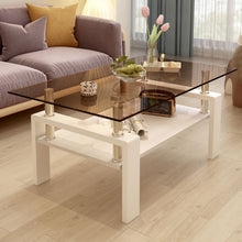 Load image into Gallery viewer, Modern Rectangular Coffee Table With Tempered Transparent Glass Top And Storage Shelf
