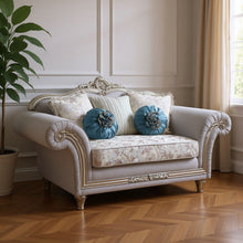 Load image into Gallery viewer, Linen Loveseat And Toss Pillows - Light Gray / Platinum
