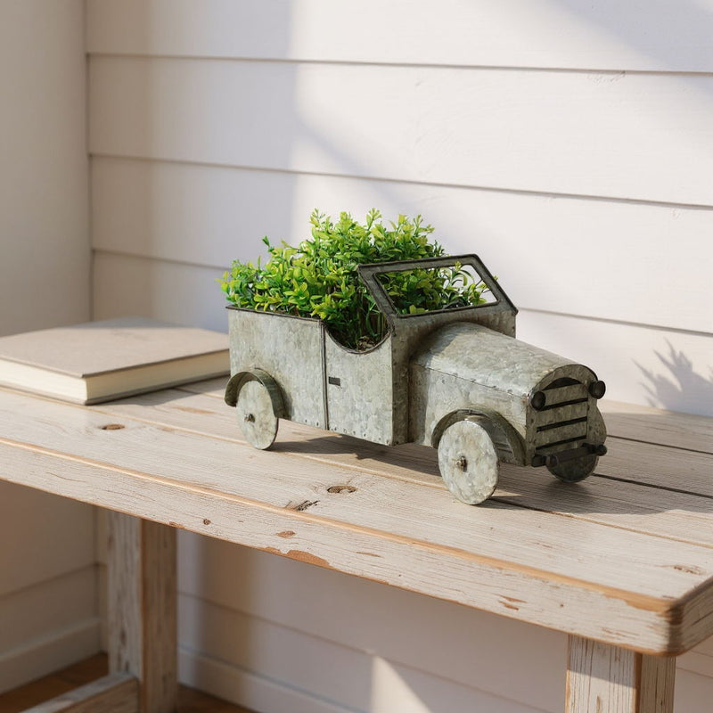 Flowers Hand Painted Truck Tabletop Sculpture - Silver