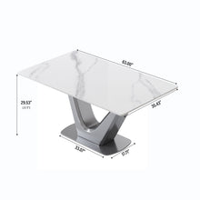 Load image into Gallery viewer, 63&quot; Modern Artificial Stone Panel V-Shaped Metal Legs, Can Accommodate 6-8 People
