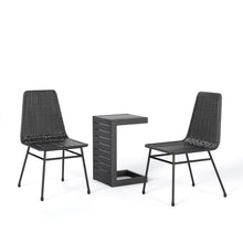 Load image into Gallery viewer, Aluminum And Rattan Chat Set, Outdoor Patio Set Includes Rattan Dining Chair Set Of 2 And C Shaped Side Table - Dark Brown
