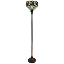 Load image into Gallery viewer, Traditional Shaped Floor Lamp With White And Brown Stained Glass Bowl Shade - Brown
