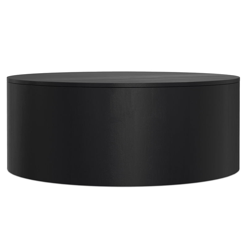 36" Solid Wood Round Solid Coffee Table - Black