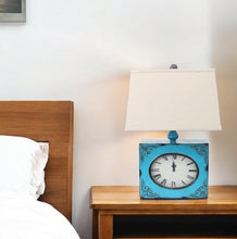 Load image into Gallery viewer, Vintage Metal Clock Base Table Lamp - Blue
