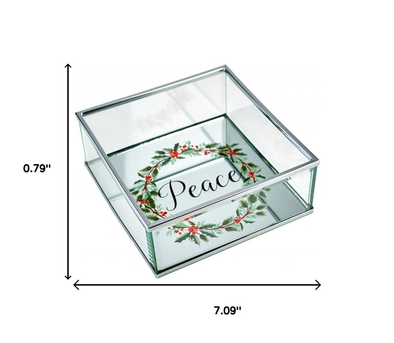 6" Glass Christmas Vanity Tray - Silver