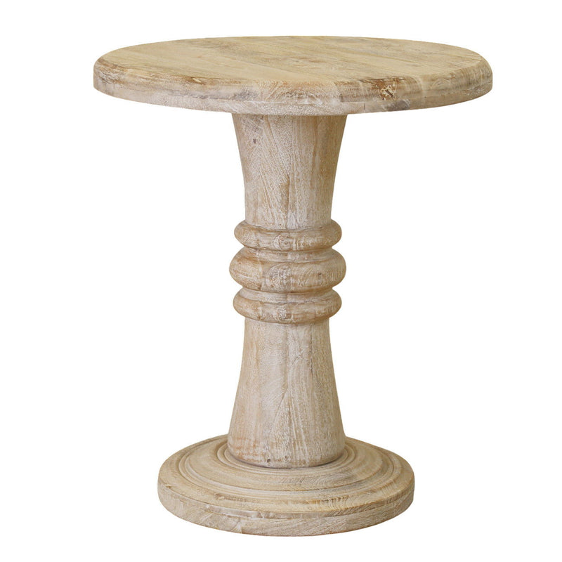 28" Solid Wood Round Pedestal End Table - Brown
