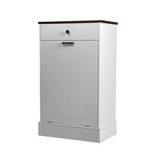 Load image into Gallery viewer, Tilt Out Trash Cabinet With Drawer, 10 Gallon Hamper - White
