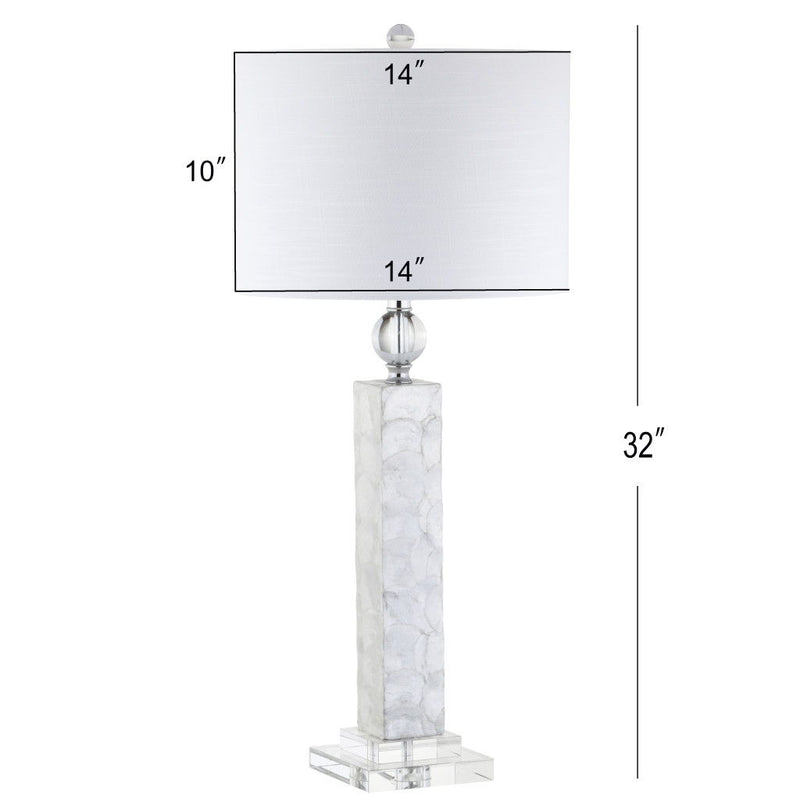 Novelty Table Lamps With Drum Shades (Set of 2) - Clear / White