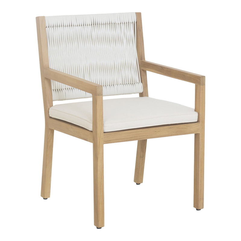Upholstered Faux Leather Dining Arm Chair - Natural