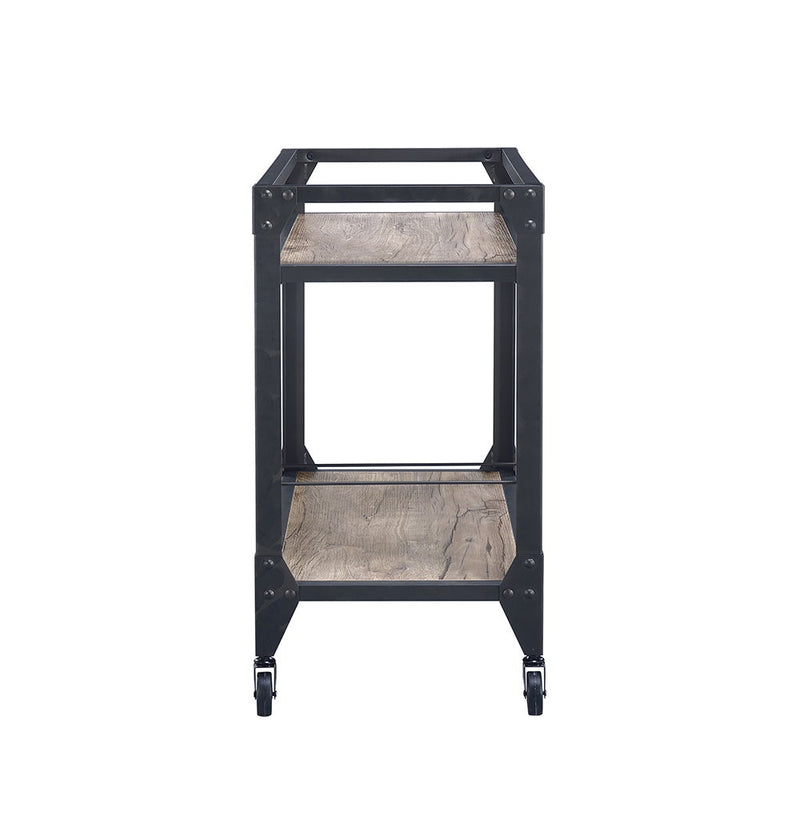 32" Rolling Table With Storage - Black / Natural