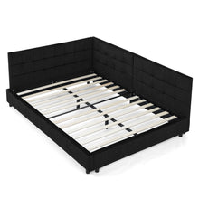 Load image into Gallery viewer, Mid-Century Storage Upholstered Tufted Bed Frame With Backrest And Armrests
