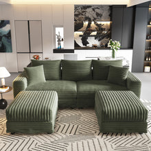 Load image into Gallery viewer, Convertible Deep Seat Sofa With Soft Pillows And Ottomans
