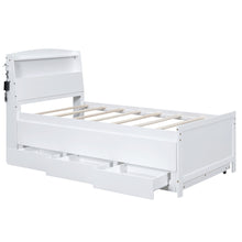 Load image into Gallery viewer, Twin Size Platform Bed with Storage LED Headboard, Twin Size Trundle and 3 Drawers, White
