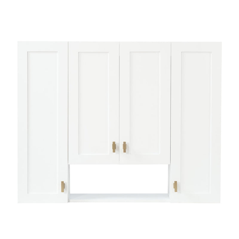 30" Bathroom Cabinet With 5 Adjustable Shelves, Wall Mounted Medicine Cabinet - White