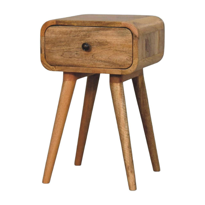 19" Solid Wood Round One Drawer Nightstand - Oak