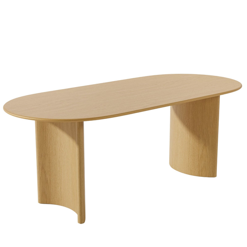 67" Solid Wood Double Pedestal Base Oval Dining Table - Natural