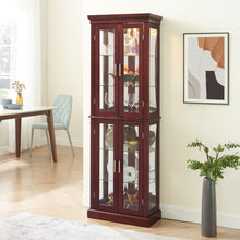 Load image into Gallery viewer, Curio Cabinet Lighted Curio Diapaly Cabinet With Adjustable Shelves And Mirrored Back Panel, Tempered Glass Doors (6 Tier), (E26 Light Bulb Not Included)
