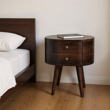 Load image into Gallery viewer, 21" Modern Solid Wood Oval Two Drawer Nightstand - Walnut
