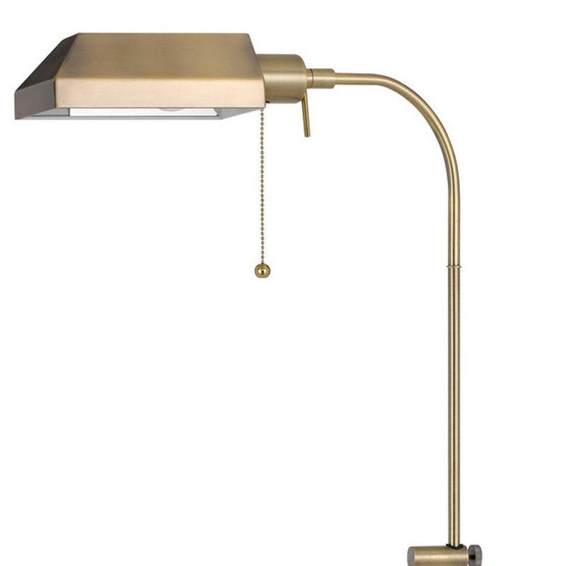 Adjustable Traditional Shaped Floor Lamp With Bronze Square Shade - Brass