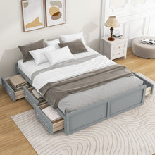 Load image into Gallery viewer, Queen Size Platform Bed Frame With 6 Drawers - Gray
