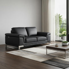 Load image into Gallery viewer, Love Seat Genuine Leather - Silver / Black
