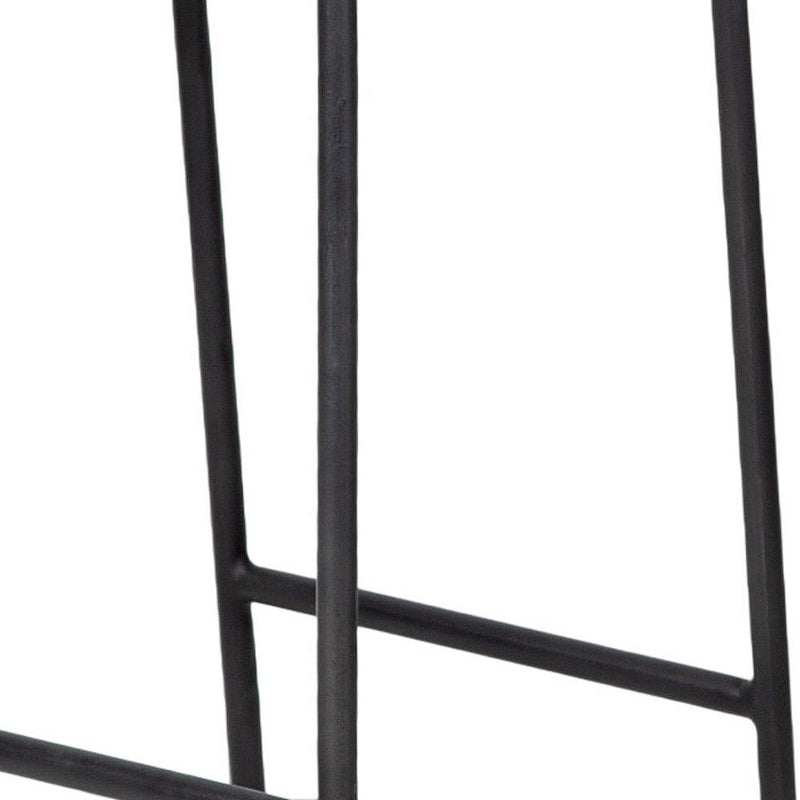 30" Industrial Solid Wood And Metal Backless Bar Height Bar Chair - Black