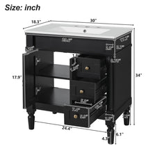 Load image into Gallery viewer, Bathroom Vanity With Ceramic Sink, 2 Doors 3 Drawers, Soft Close Design
