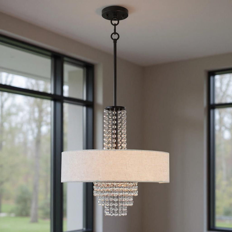 23" Four Light Dimmable Chandelier With Shades - Bronze