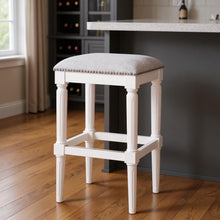 Load image into Gallery viewer, Solid Wood Backless Bar Height Bar Chair - Light Gray And White
