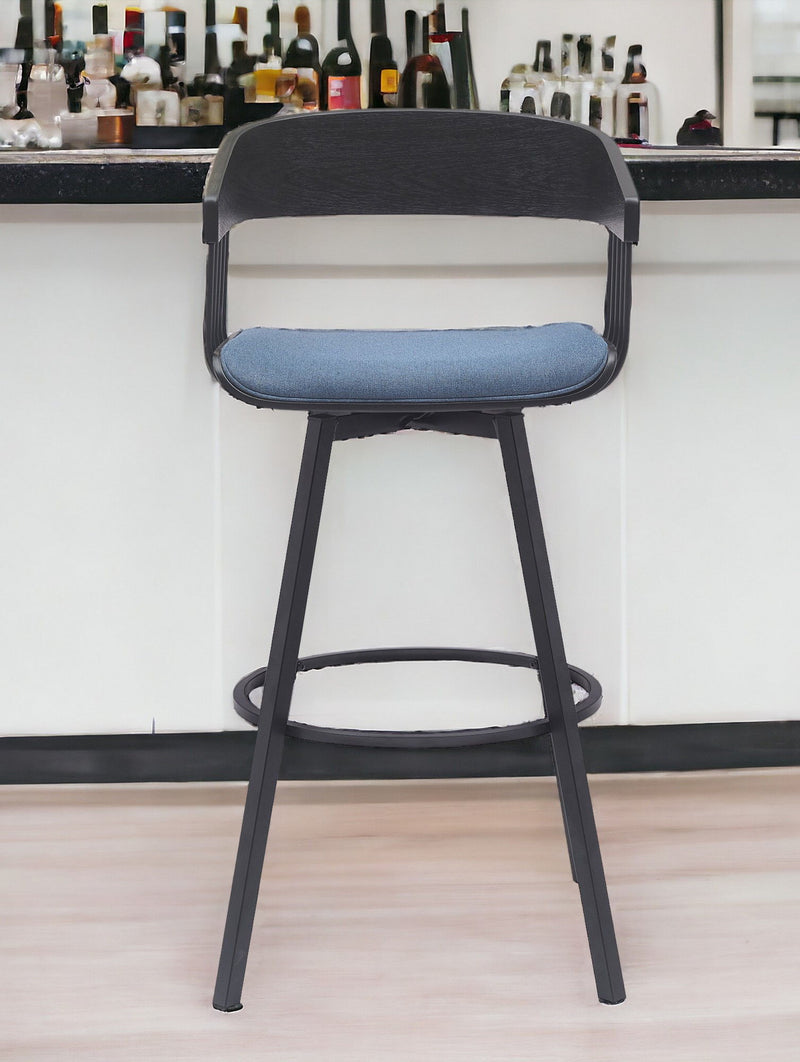Fabric With Metal Swivel Bar Height Bar Chair - Blue And Black