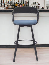 Load image into Gallery viewer, Fabric With Metal Swivel Bar Height Bar Chair - Blue And Black
