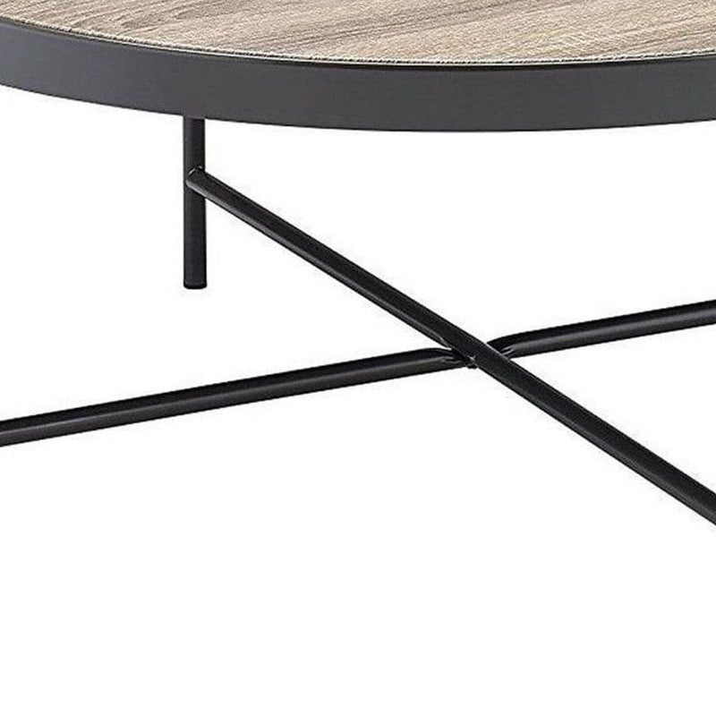Iron Round Coffee Table - Brown And Black