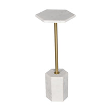 Load image into Gallery viewer, Marble Iron Hexagonal Pedestal End Table - White / Gold
