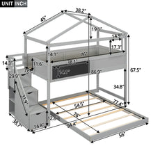 Load image into Gallery viewer, House Style Bunk Bed With Storage Staircase And board
