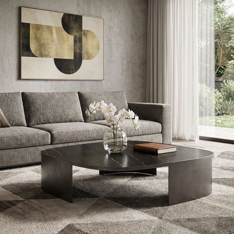 47" Ceramic Tile Coffee Table - Black