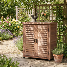 Load image into Gallery viewer, Potting Bench With Storage Cabinet And Metal Table Top For Outdoor
