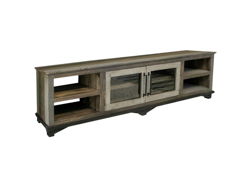 Cabinet Enclosed Storage, Distressed TV Stand Wooden - Brown