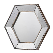 Load image into Gallery viewer, 18" Hexagon Wall Mounted Vintage Style Glass Frame Accent Mirror - Pearl Silver
