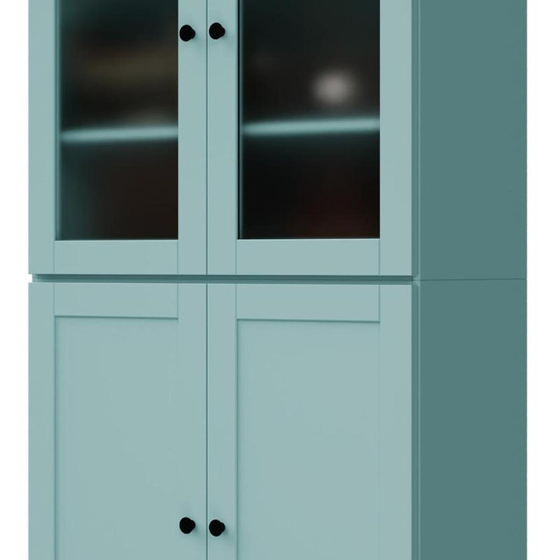 Solid Wood Adjustable Six Tier Library Bookcase With Four Doors (751373) - Aqua