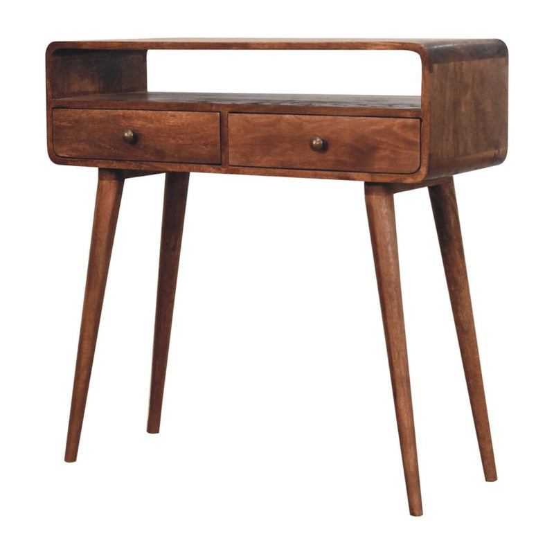 Solid Wood Console Table With Shelf With Drawer (723422) - Brown