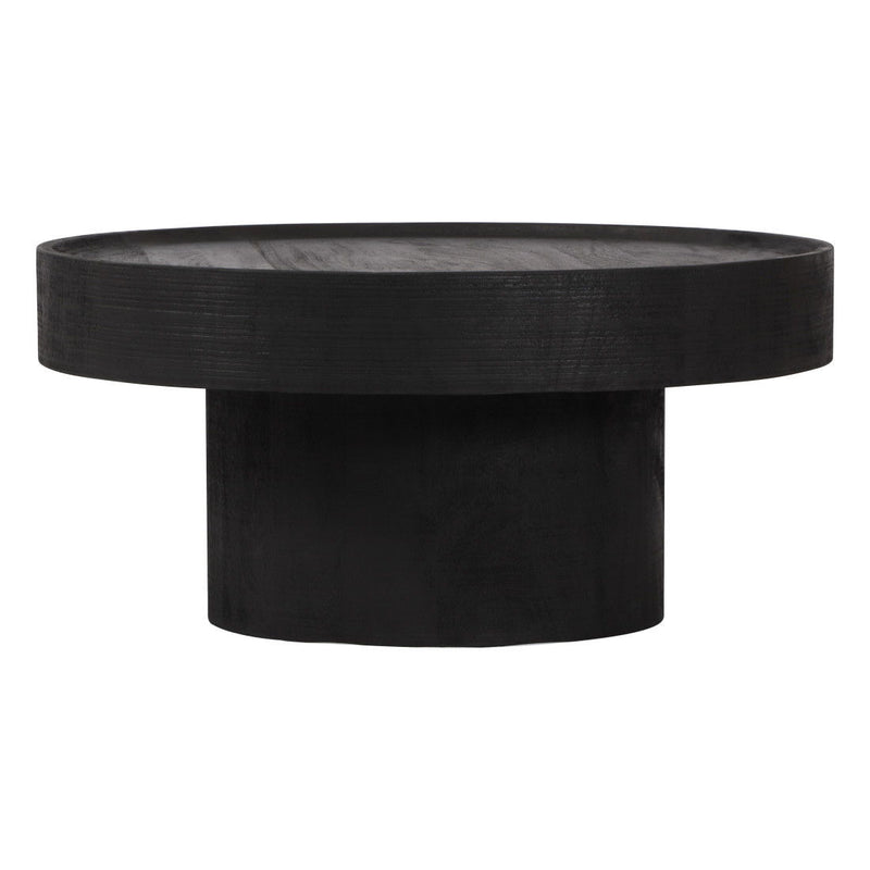 28" Solid Wood Round Pedestal Coffee Table - Black