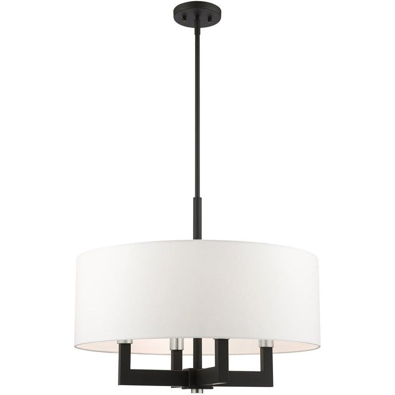 22" Four Light Dimmable Chandelier With Shades - Black