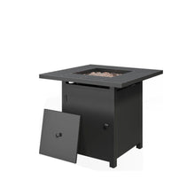 Load image into Gallery viewer, Square 2 In 1 Outdoor Propane Fire Pit Table With Stainless Burner, Lava Rocks, Lid &amp; Waterproof Cover - Black
