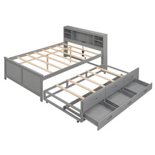 Load image into Gallery viewer, Platform Bed With Storage Headboard, USB, Trundle And 3 Drawers
