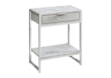 Load image into Gallery viewer, 24" Wood And Metal End Table With Drawer And Shelf - Silver And Gray
