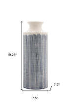 Load image into Gallery viewer, Geometric Cylinder Floor Vase - Blue / White
