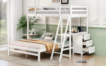 Load image into Gallery viewer, Twin over Full Bunk Bed with Built-in Desk and Three Drawers,White
