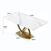Load image into Gallery viewer, 70.84&quot; Modern Artificial Stone Panel Double-Ring Stainless Steel Metal Legs, Can Accommodate 6-8 People
