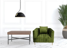Load image into Gallery viewer, Velvet And Gold Solid Color Lounge Chair - Olive
