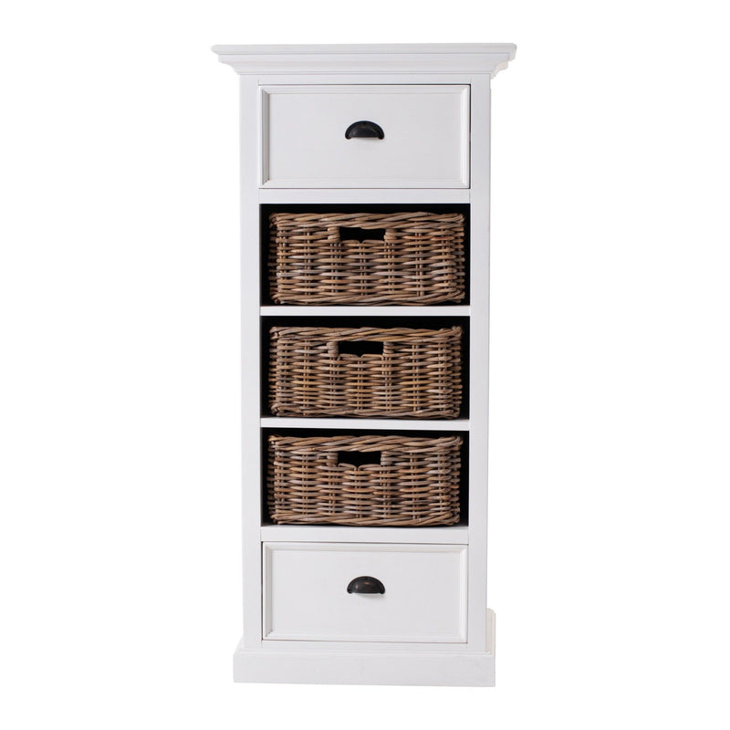 Two Drawer Storage Cabinet With Baskets - White